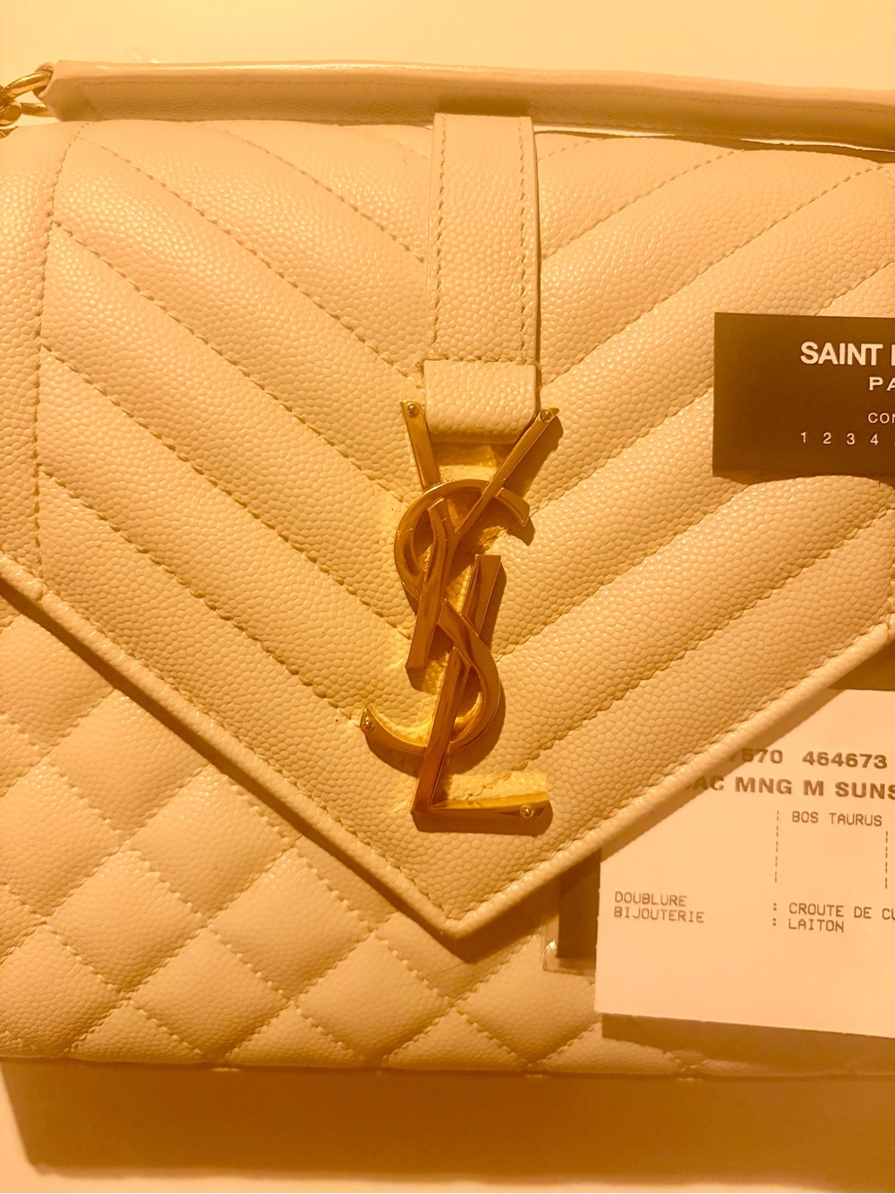 Saint Laurent Envelope Small Bag in Quilted Grain de Poudre Embossed Leather